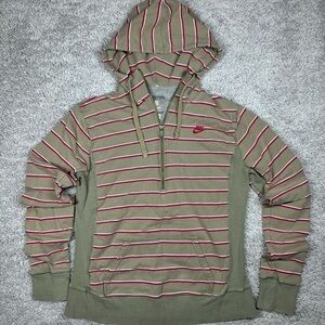 Nike Hoodie Girls Extra Large Striped Pullover Quarter Zip Activewear Casual